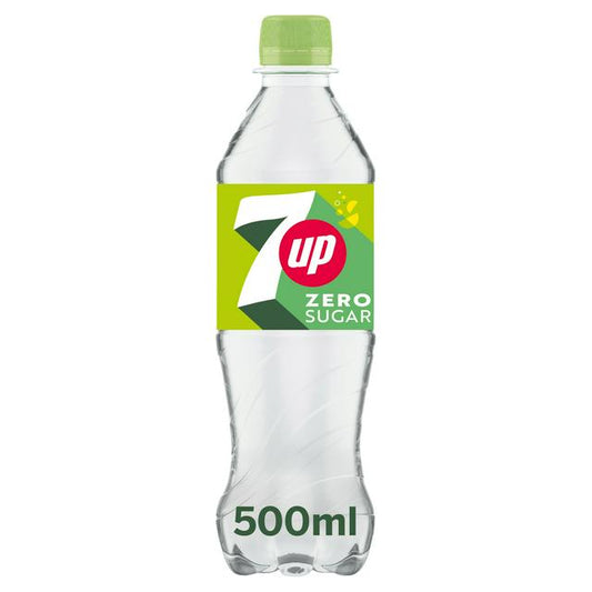 7UP Lemon Zero Carbonated Soft Drink 500ml sugar free fizzy citrus soda bottle