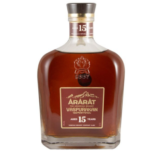 ARARAT Vaspurakan 15 Years Old Brandy 500ml 40% ABV premium Armenian brandy with dried fruit spice toasted bread and coffee notes