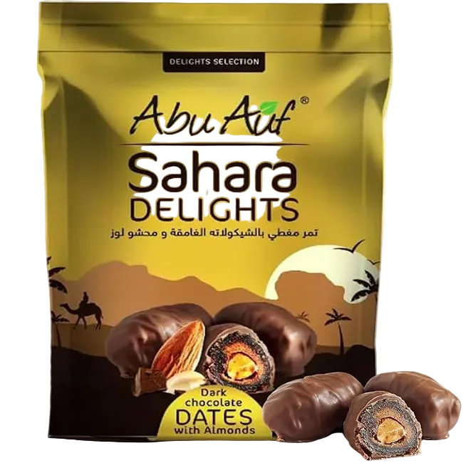 Abu Auf Sahara Delights dark chocolate-covered dates with almonds 300 g dried fruits and nuts premium gift selection South African Products