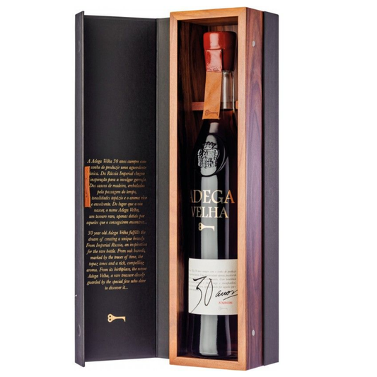 Adega Velha 30 Years Old 500ml Portuguese aged wine brandy in premium wooden gift box matured in French Limousin oak