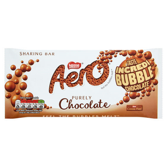 Aero Milk Chocolate Slab Nestlé 90g bubbly aerated milk chocolate sharing tablet