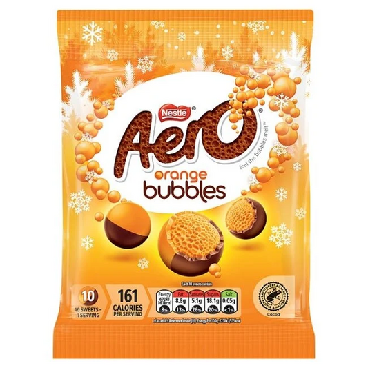 Aero Orange Bubbles 70g Nestlé aerated milk chocolate orange flavour bubbly chocolate snack bag sweet treat