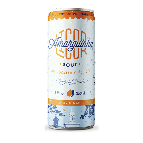 Amarguinha Sour Bitter Almond Cocktail 250ml 5.5% ABV Portuguese ready-to-drink liqueur cocktail with lemon from the Mixed Ready Drinks and Liqueurs collections