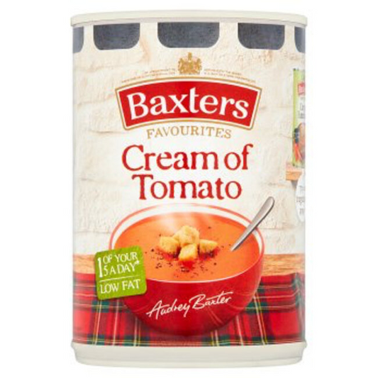 Baxters Cream of Tomato Soup 380 g – classic British creamy tomato tinned soup, rich and comforting quick meal – Soups and Broths – South African Products