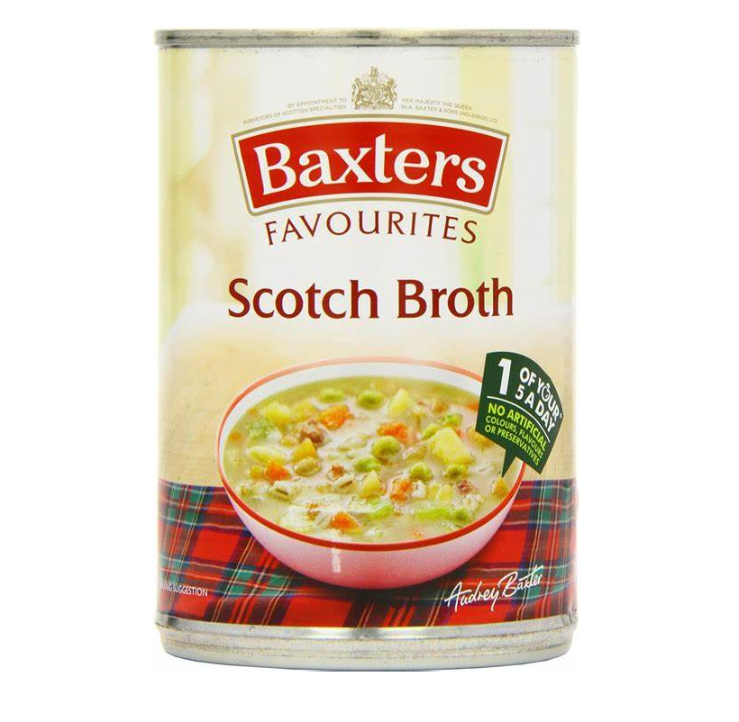 Baxters Scotch Broth Soup 400 g – traditional Scottish soup with lamb, barley, and vegetables – comforting tinned soup – Soups and Broths – South African Products