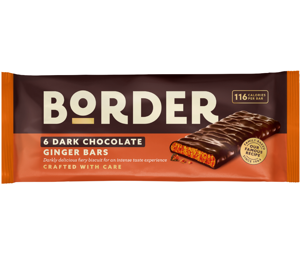 Border Dark Chocolate Ginger Bars 144g pack – crunchy ginger biscuits dipped in rich dark chocolate – Cookies and Rusks – British Products – South African Products – Chocolate