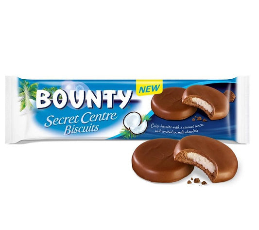 Bounty Secret Centre Biscuits 132g – Coconut Cream Filled Cocoa Biscuits Coated in Milk Chocolate – Cookies and Rusks