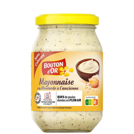 Bouton D'Or Wholegrain Mustard Mayonnaise 235g creamy mustard mayo condiment wholegrain sauce for burgers and sandwiches