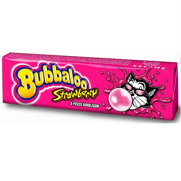 Bubbaloo Strawberry Bubble Gum strawberry flavoured liquid centre chewy candy Bubblegum Chewing and Gum Balls confectionery pack