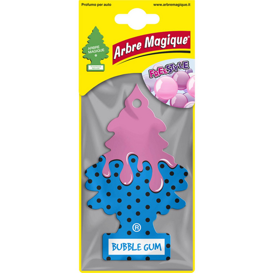 Bubble gum card hanging air freshener with a fun sweet scent. Easy to use car air freshener for fresh, playful vehicle interiors.