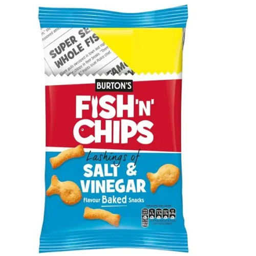 Burton’s Fish and Chips 25 g small pack retro pub crisps lunch snack Chips and Crisps Lunch Snack Size Chip Packets Crunchy Savoury and Spicy Snacks
