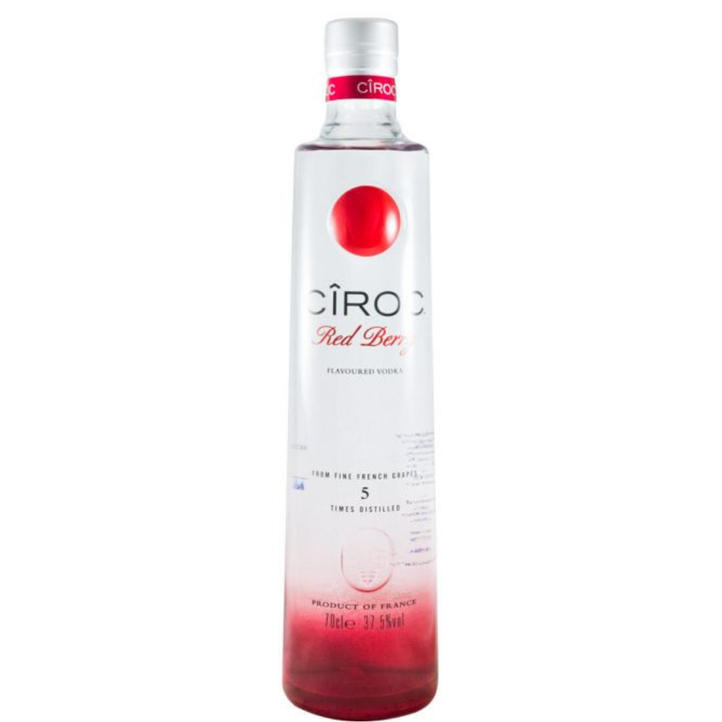 Cîroc Red Berry Vodka 700ml 37.5% ABV premium French grape vodka with raspberry and strawberry flavour for cocktails and mixed drinks