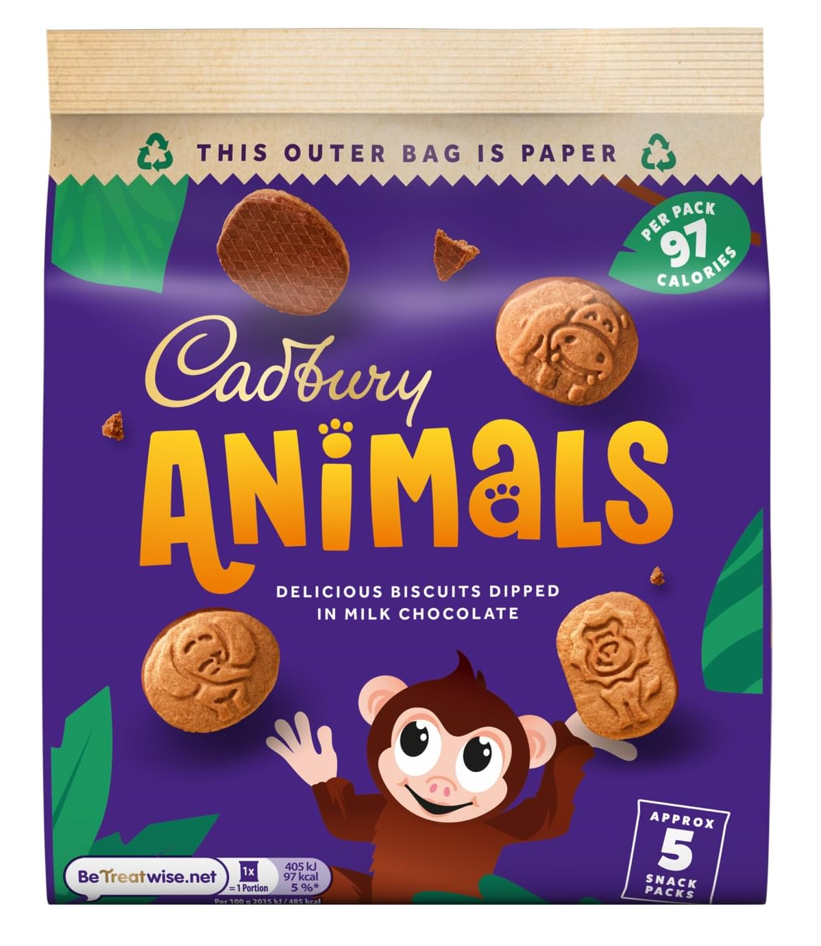 Cadbury Animals Biscuits 99.5g – Chocolate-Dipped Animal Shaped Cookies – Cookies and Rusks – South African Products