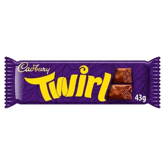 Cadbury Twirl 43g flaky milk chocolate bar Chocolate and Snack Bars and Nougat Mini Chocolate Bars and Treats collection Festive