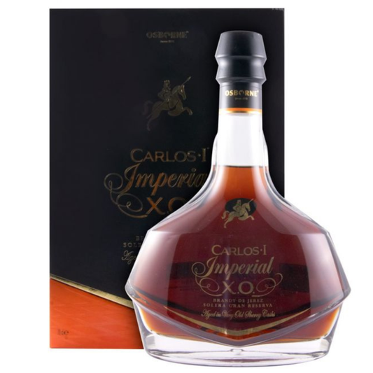 Carlos I Imperial XO Brandy 700ml 40% ABV premium Spanish Brandy de Jerez Solera Gran Reserva with walnut hazelnut fig and mature oak notes
