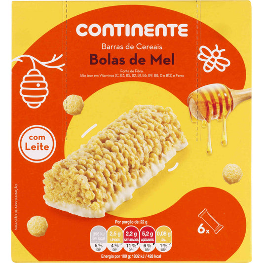 Honey Cereal Balls with Milk Cereal Bars 6 x 22g