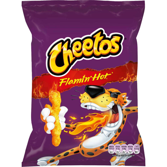 Cheetos Flamin’ Hot 80 g family size spicy corn snacks Chips and Crisps Family Size Chips for Sharing Crunchy Savoury and Spicy Snacks