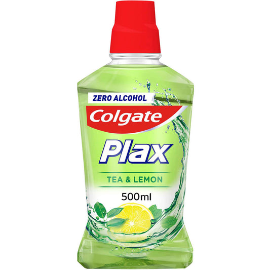 Colgate plax tea and lemon mouthwash 500ml alcohol free oral rinse fresh breath family oral hygiene