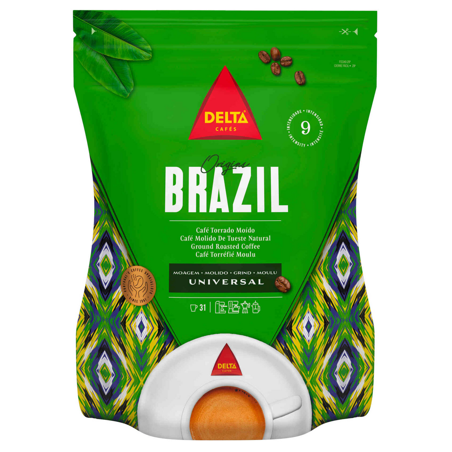 Delta Brazil roasted ground coffee 220g smooth Brazilian coffee balanced flavour everyday coffee