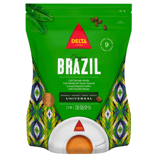 Delta Brazil roasted ground coffee 220g smooth Brazilian coffee balanced flavour everyday coffee