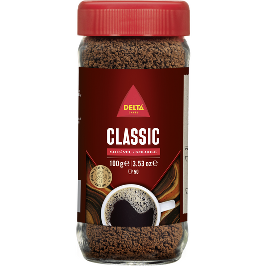 Delta classic instant coffee 100g glass jar premium soluble coffee instant coffee and cappuccino