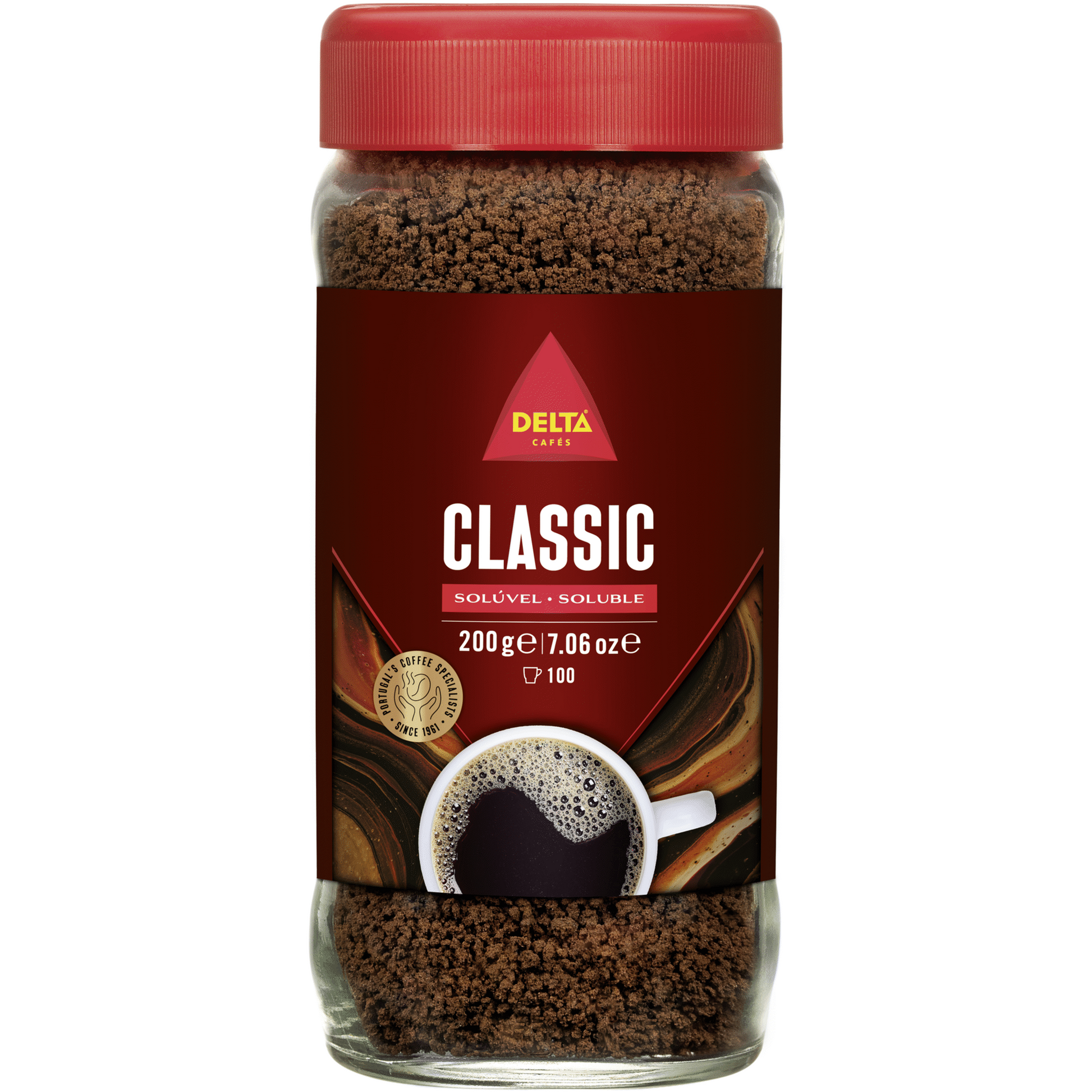Delta classic instant coffee 200g glass jar premium soluble coffee instant coffee and cappuccino