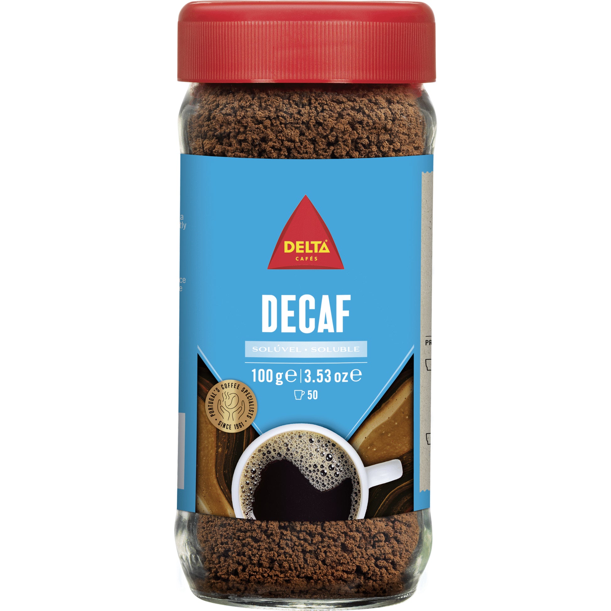Delta decaffeinated instant coffee 100g glass jar premium decaf soluble coffee instant coffee and cappuccino