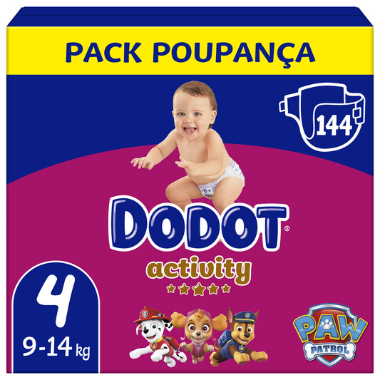 Pañales Dodot Activity T4 9-14 kg – 144 unidades | Comodidad y protección para niños pequeños activos