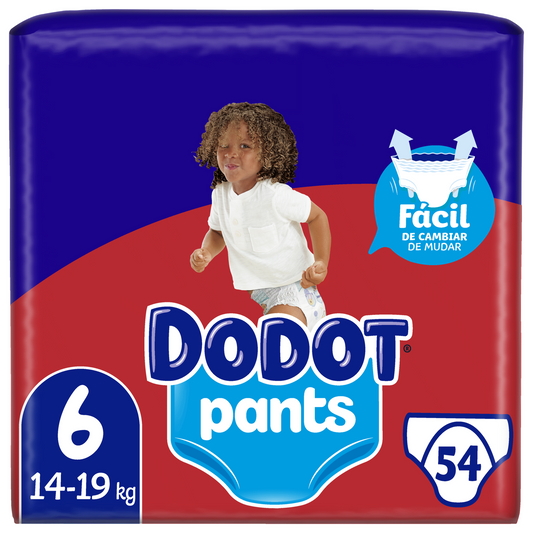 Dodot Diapers Pants T6 14–19 kg – 54 Units | Easy-On Pants for Growing Toddlers
