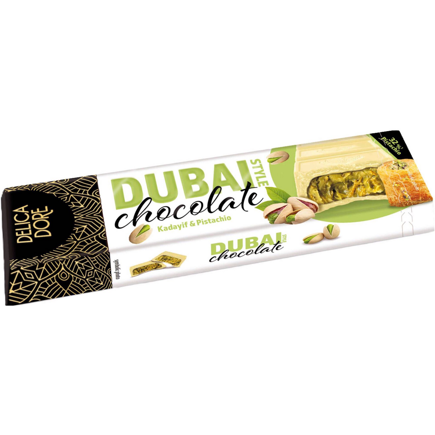 Dubai Style White Chocolate and Pistachio Tablet – Soft Sweet Favourites – Share Bag