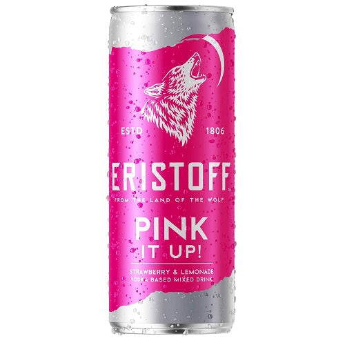 Eristoff Pink It Up Wild Strawberry and Lemonade 250ml 4% ABV ready to drink vodka cocktail can