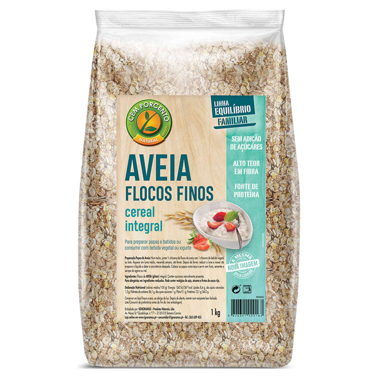 Cem Porcento Fine Oat Flakes 1kg