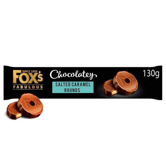 Fox’s Fabulous Chocolatey Salted Caramel Rounds 130g biscuits with caramel and chocolate – Biscuits and Rusks – South African Products