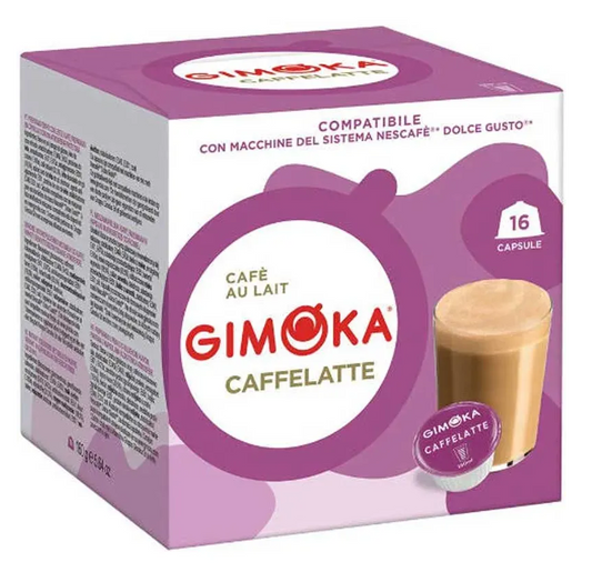Gimoka Café Con Leche coffee capsules 16 pack Dolce Gusto compatible creamy milk coffee pods smooth mild coffee capsules
