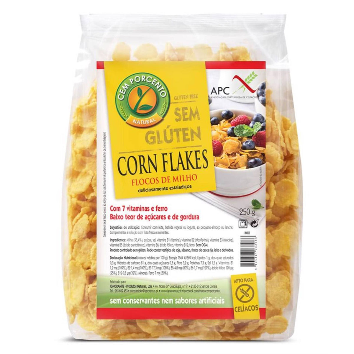 Cem Porcento Gluten Free Corn Flakes 250g