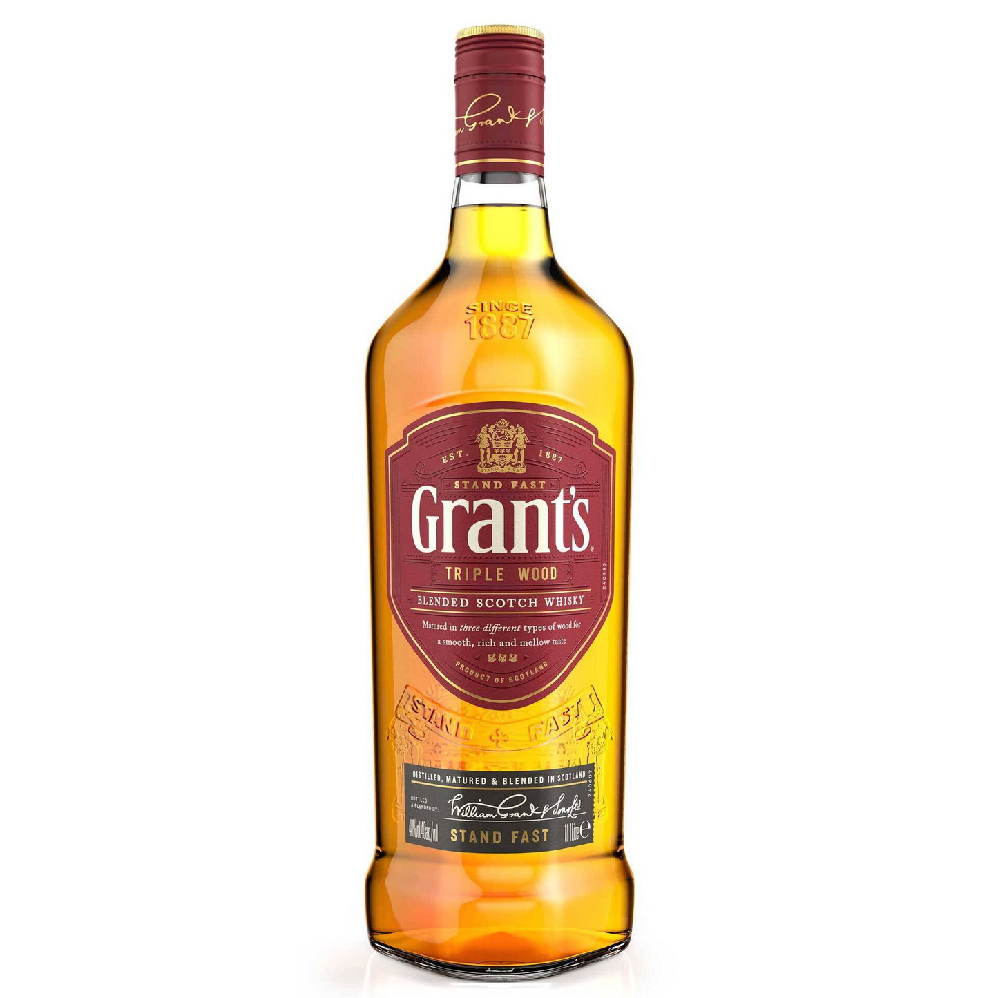 Grant's Triple Wood Blended Scotch Whisky 700ml 40% ABV Scottish whisky with ripe pear summer fruit vanilla malt subtle spice and gentle smoke