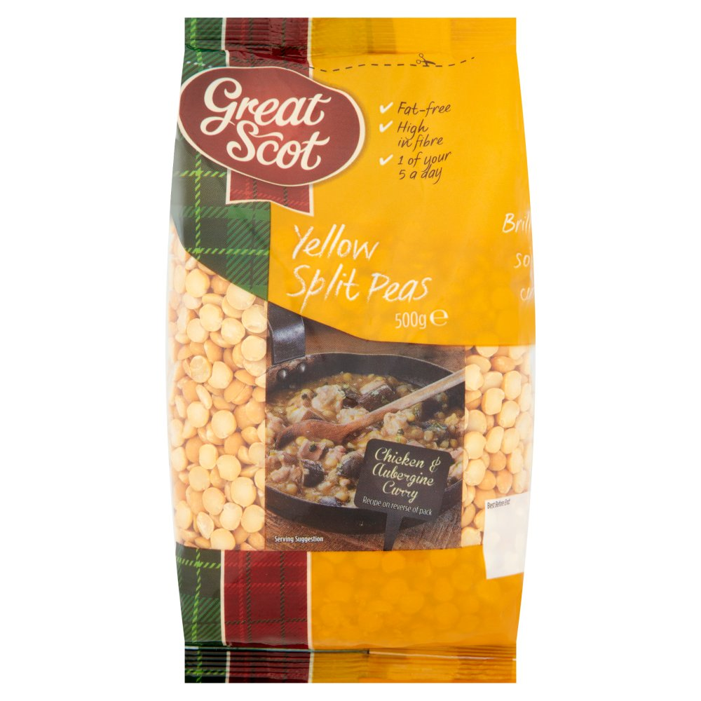 Great Scot Yellow Split Peas 500g dried legumes plant protein pantry staple
