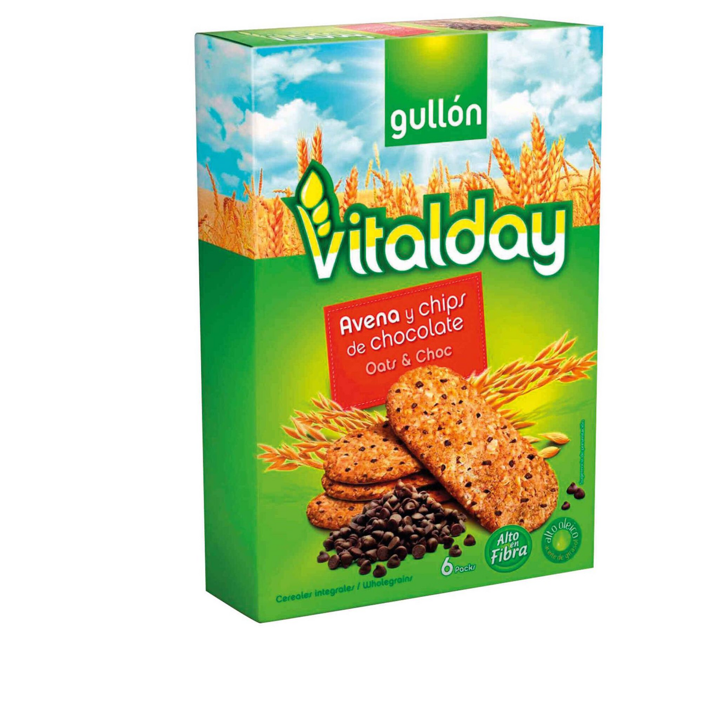 Gullon Vitalday Oatmeal and Chocolate Chip Cookies 240g pack – wholesome oat biscuits with chocolate chips – Cookies and Rusks – South African Products