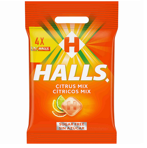 Halls Citrus Mix Candies – Fruity Lemon Lime Orange Menthol Lozenges for Sore Throat Relief