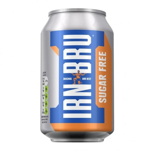 Irn Bru XTRA 330ml no sugar fizzy soft drink sparkling soda can British beverage