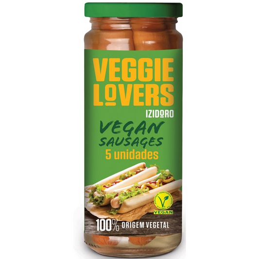 Izidoro Veggie Lovers vegan sausages in glass jar 5 pack 680g plant based preserved sausages pantry food