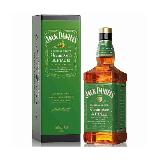 Jack Daniel's Tennessee Apple 700ml 35% ABV apple whiskey liqueur with crisp green apple toasted oak and smooth Tennessee Whiskey character