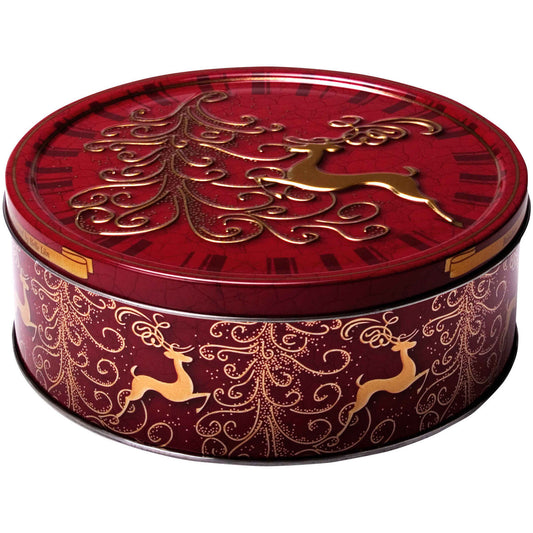 Jacobsen Butter Cookies Reindeer Tin 400 g – Danish cookie gift box, festive red tin biscuits, holiday bakery gift and Black Friday treat.