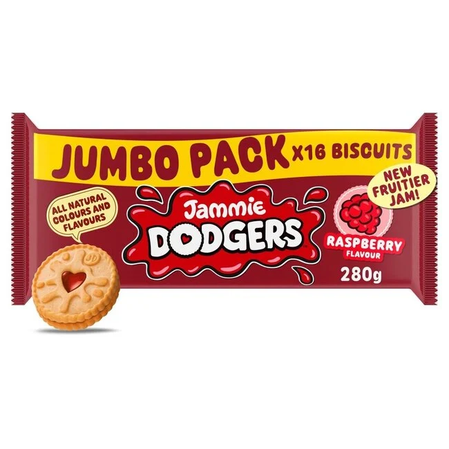 Jammie Dodgers Twin Pack 280g – golden biscuits with fruity raspberry jam filling – Cookies and Rusks – British Products – South African Products