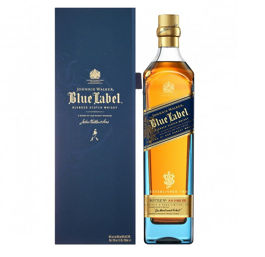 Johnnie Walker Blue Label Blended Scotch Whisky 700ml 40% ABV premium Scotch with honey dried fruit citrus dark chocolate spice oak and delicate smoke