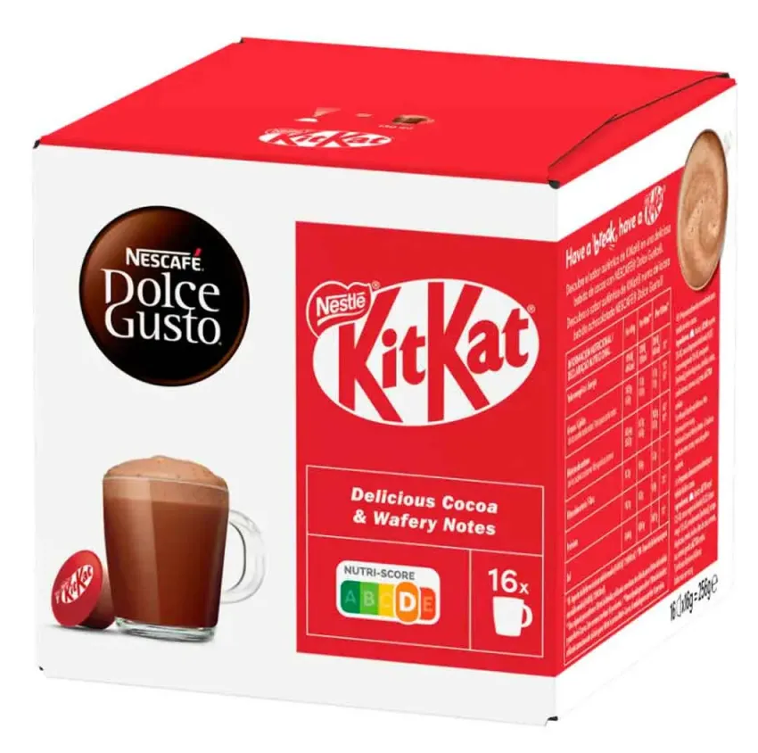 KitKat chocolate drink capsules 16 pack Dolce Gusto compatible creamy cocoa pods sweet chocolate beverage capsules