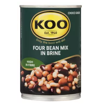 Koo four bean mix in flavoured brine 410 g South African canned mixed beans Beans and Chickpeas clearance