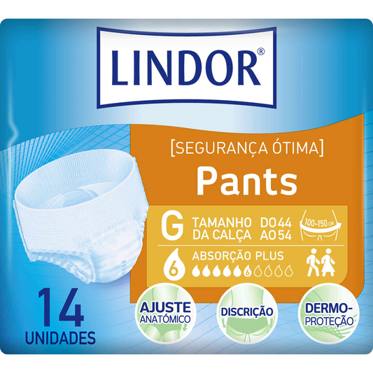 Lindor incontinence briefs pants plus L 14 pack adult diapers secure comfort absorbency