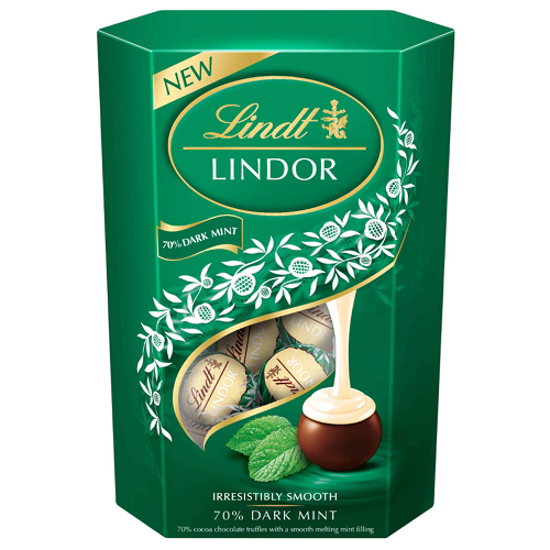 Lindt Lindor Cornet Dark Chocolate and Mint Bonbons 200 g – Swiss chocolate gift box, mint pralines, festive treat and Secret Santa gift.