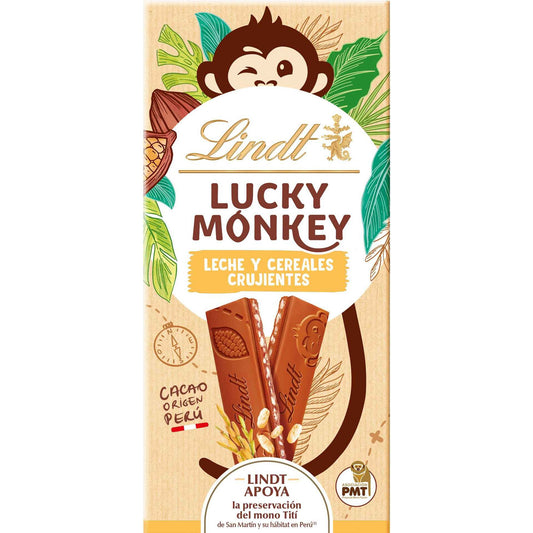 Lindt Lucky Monkey Crispy Chocolate Tablet 100g milk chocolate slab crispy cereal Chocolate Tablets